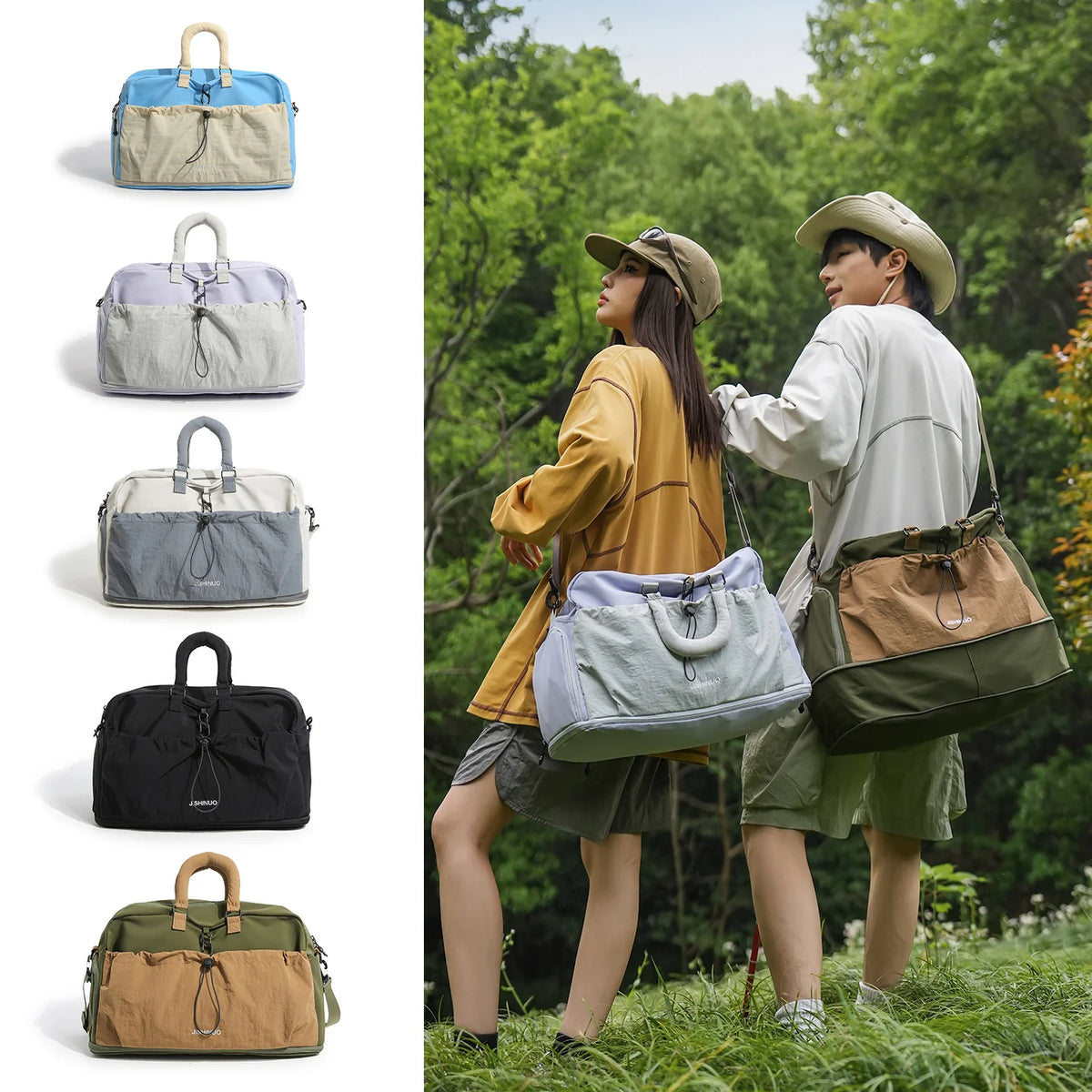 Travel Duffle Bag Weather-Resistant Fabric Multiple Compartments Ergonomic Handles