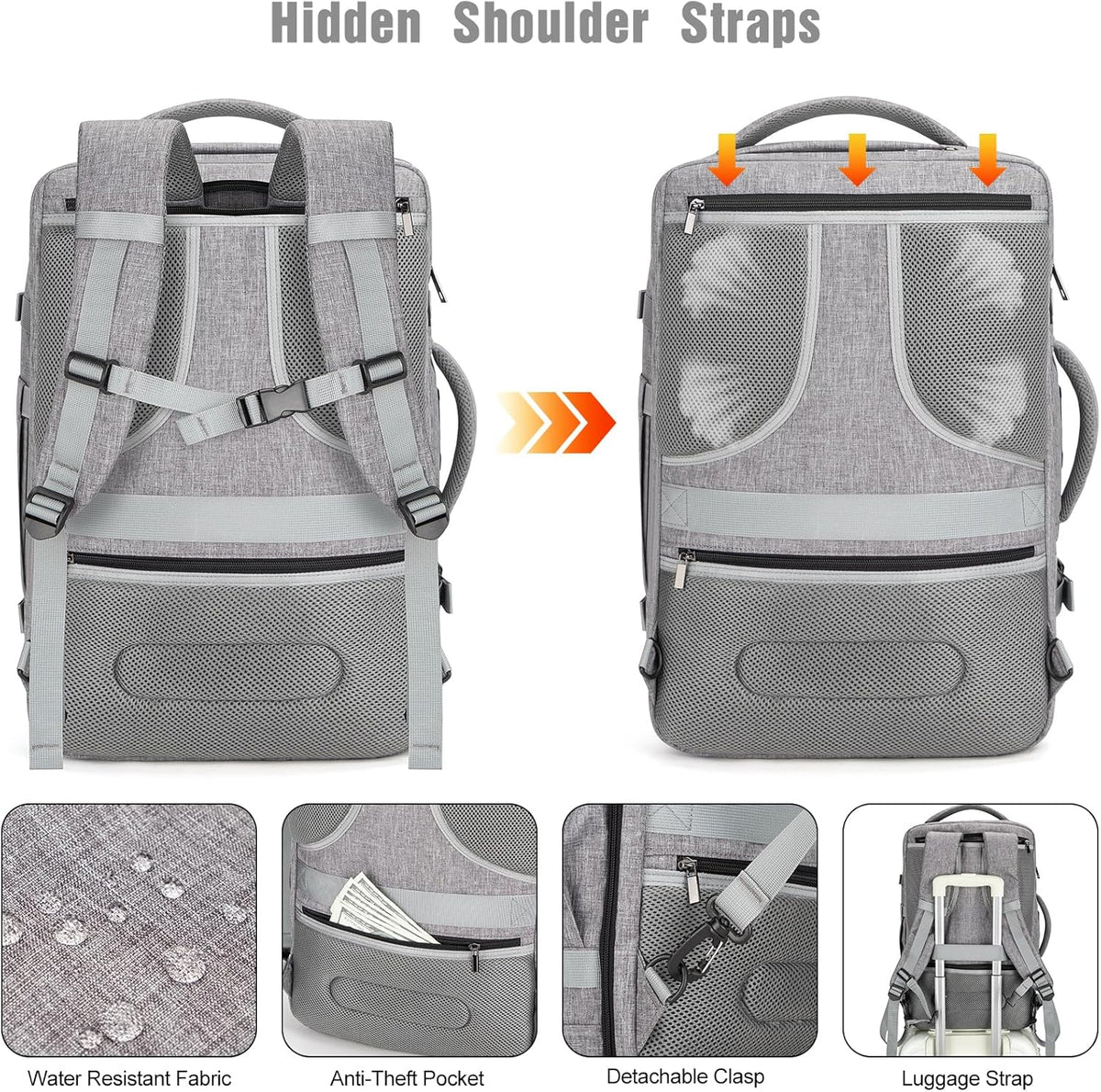 Travel Laptop Backpack 40L Padded Compartment & Combo Lock