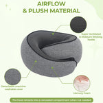 Travel Neck Pillow Hooded Memory Foam Removable Cover