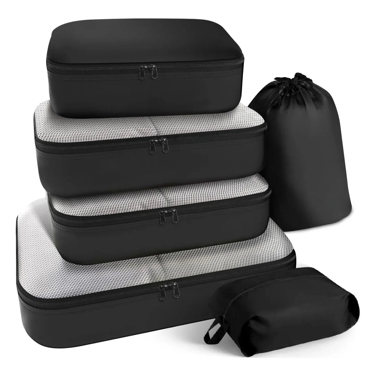 Travel Organiser Set 8-Piece Mesh & Zippered Space-Saving