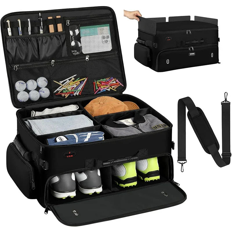 Travel Organizer Multi-Compartment Shoe Pocket & USB Port