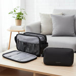 Travel Toiletry Bag Water-Repellent Fabric Double Zipper Multiple Pockets