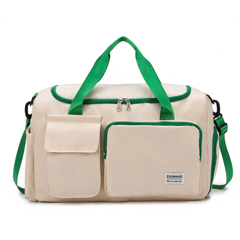 Travel Tote Tear-Resistant Fabric Exterior Pockets & Adjustable Strap