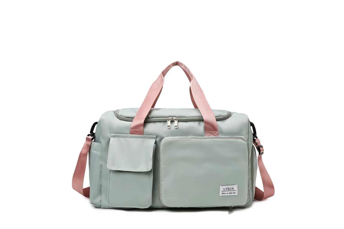 Travel Tote Tear-Resistant Fabric Exterior Pockets & Adjustable Strap