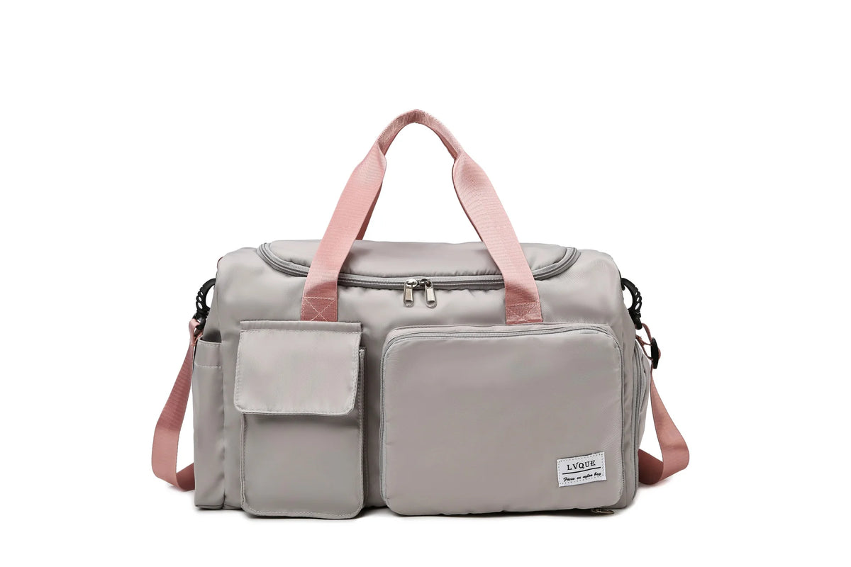 Travel Tote Tear-Resistant Fabric Exterior Pockets & Adjustable Strap