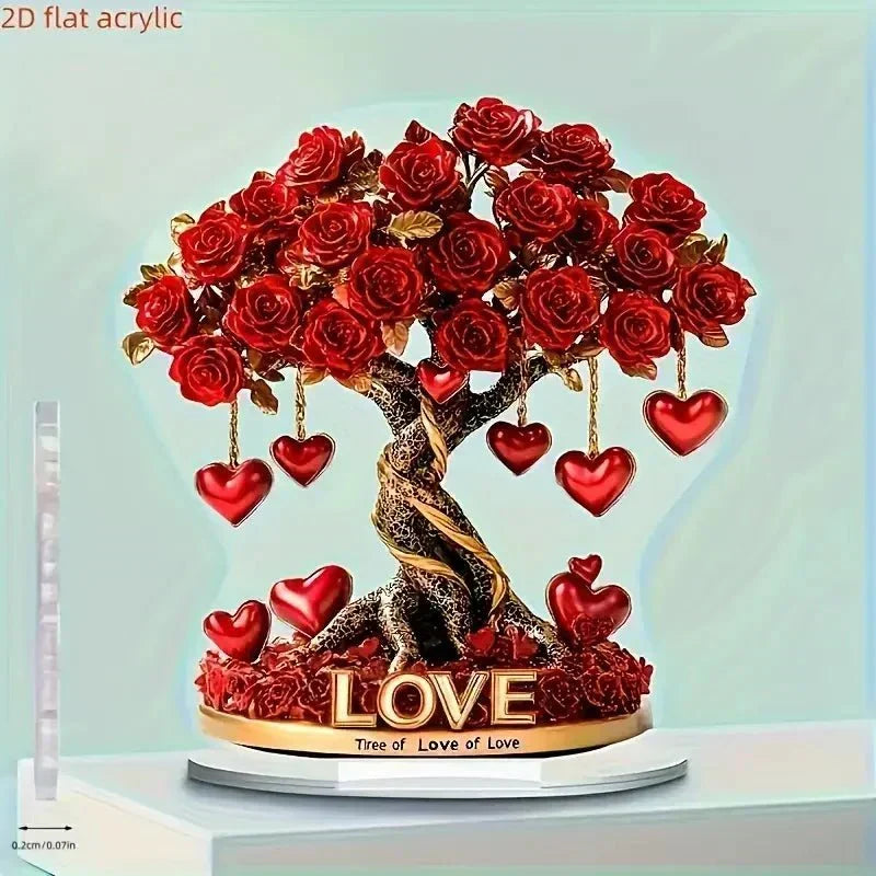 Tree Decoration Heart-Shaped Acrylic With Gold-Look Base