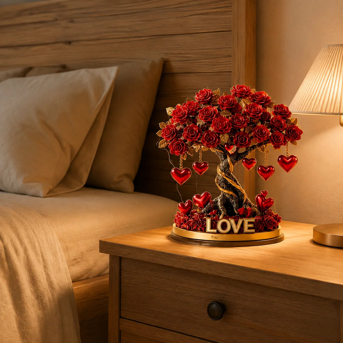 Tree Decoration Heart-Shaped Acrylic With Gold-Look Base