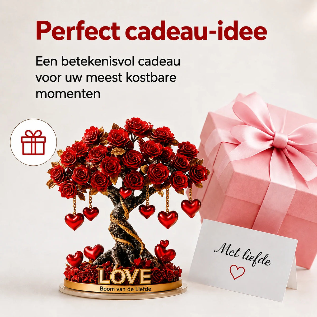 Tree Decoration Heart-Shaped Acrylic With Gold-Look Base