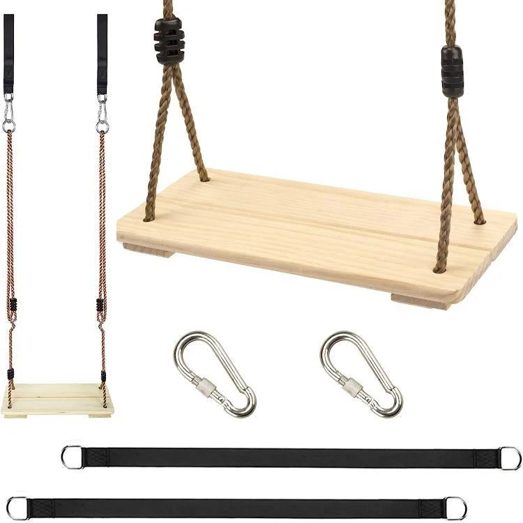 Tree Swing Seat Natural Pine Adjustable Rope
