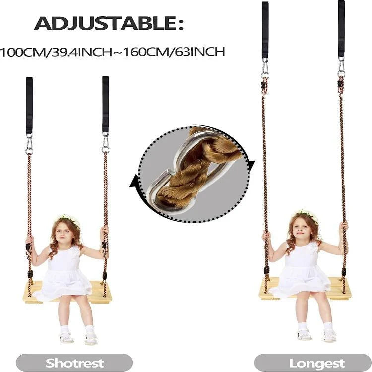 Tree Swing Seat Natural Pine Adjustable Rope
