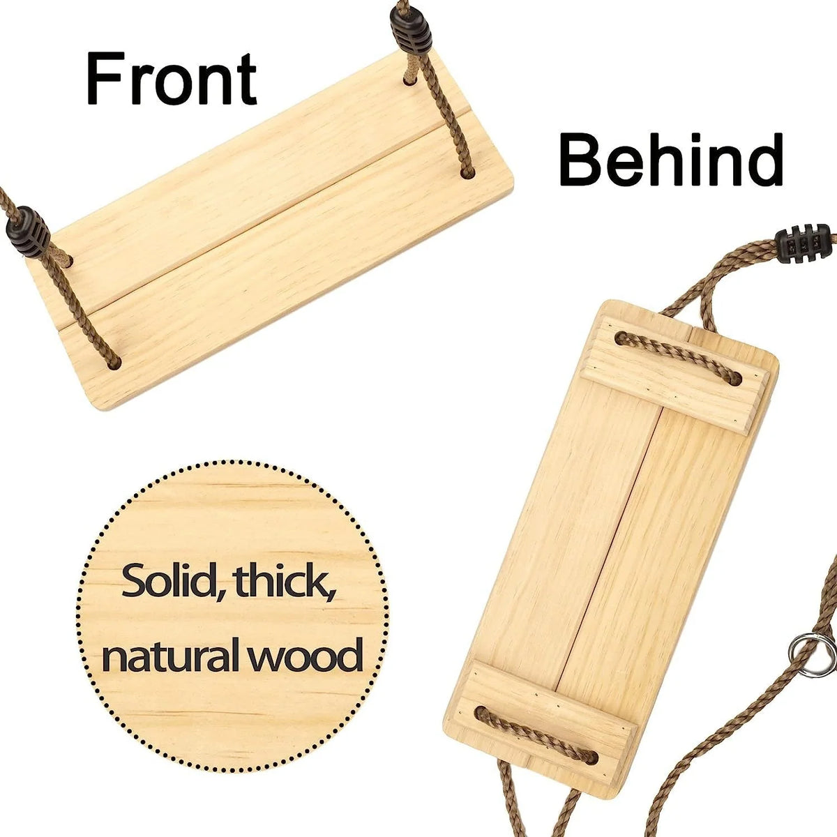 Tree Swing Seat Natural Pine Adjustable Rope