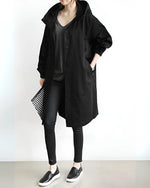 Trench Coat Hooded Warm Polyester Loose Fit