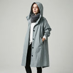 Trench Coat Hooded Warm Polyester Loose Fit