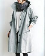 Trench Coat Hooded Warm Polyester Loose Fit