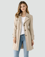 Trench Coat Lightweight Mid-Length Fitted With Side Pockets