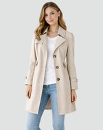 Trench Coat Lightweight Mid-Length Fitted With Side Pockets