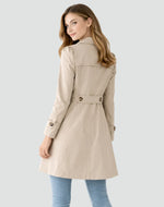 Trench Coat Lightweight Mid-Length Fitted With Side Pockets
