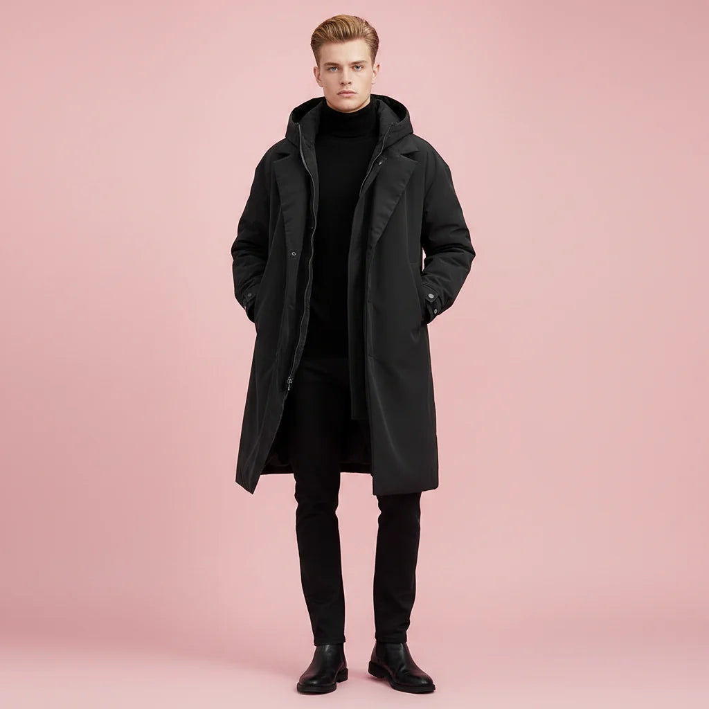 Trench Coat Waterproof Hooded Longline Coverage