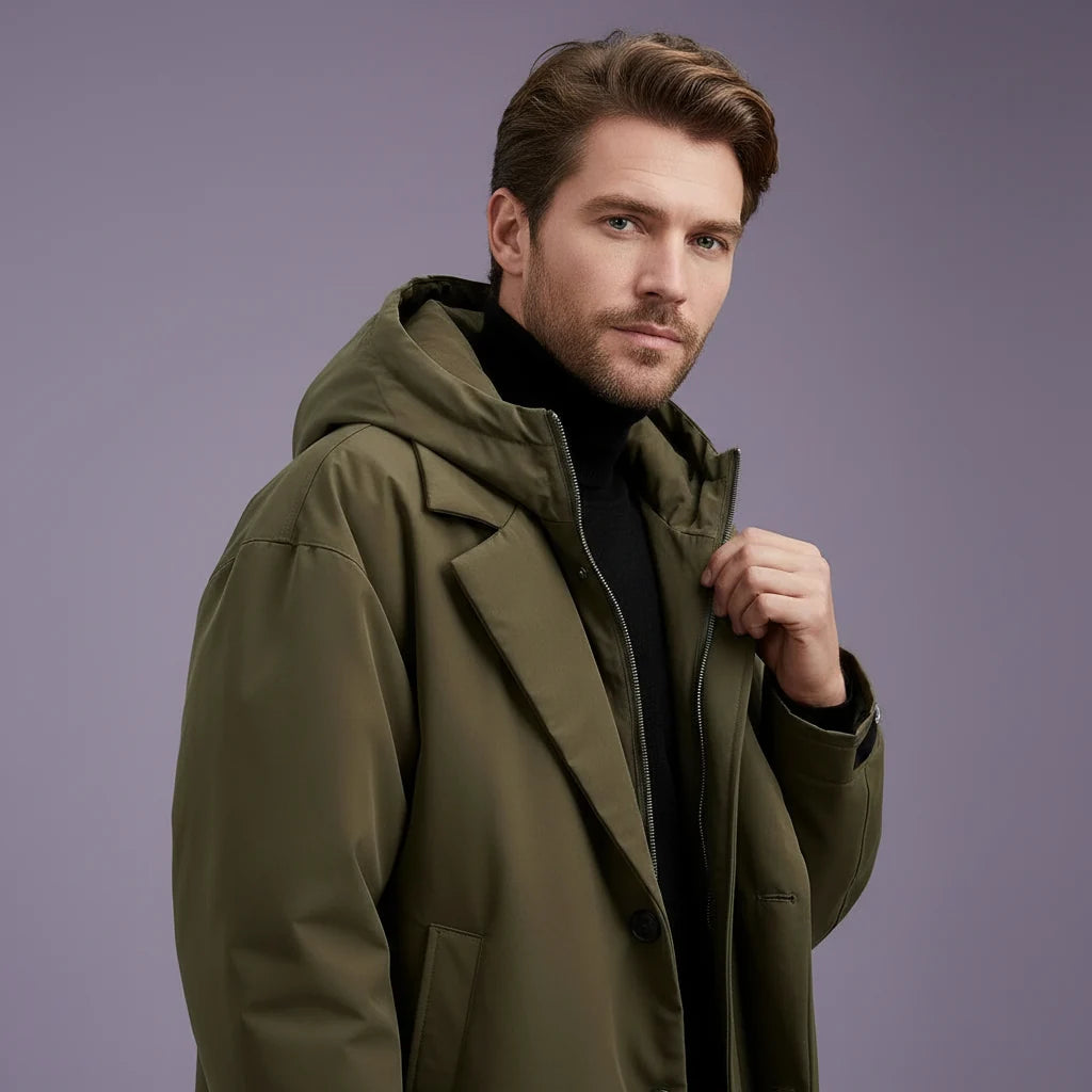 Trench Coat Waterproof Hooded Longline Coverage