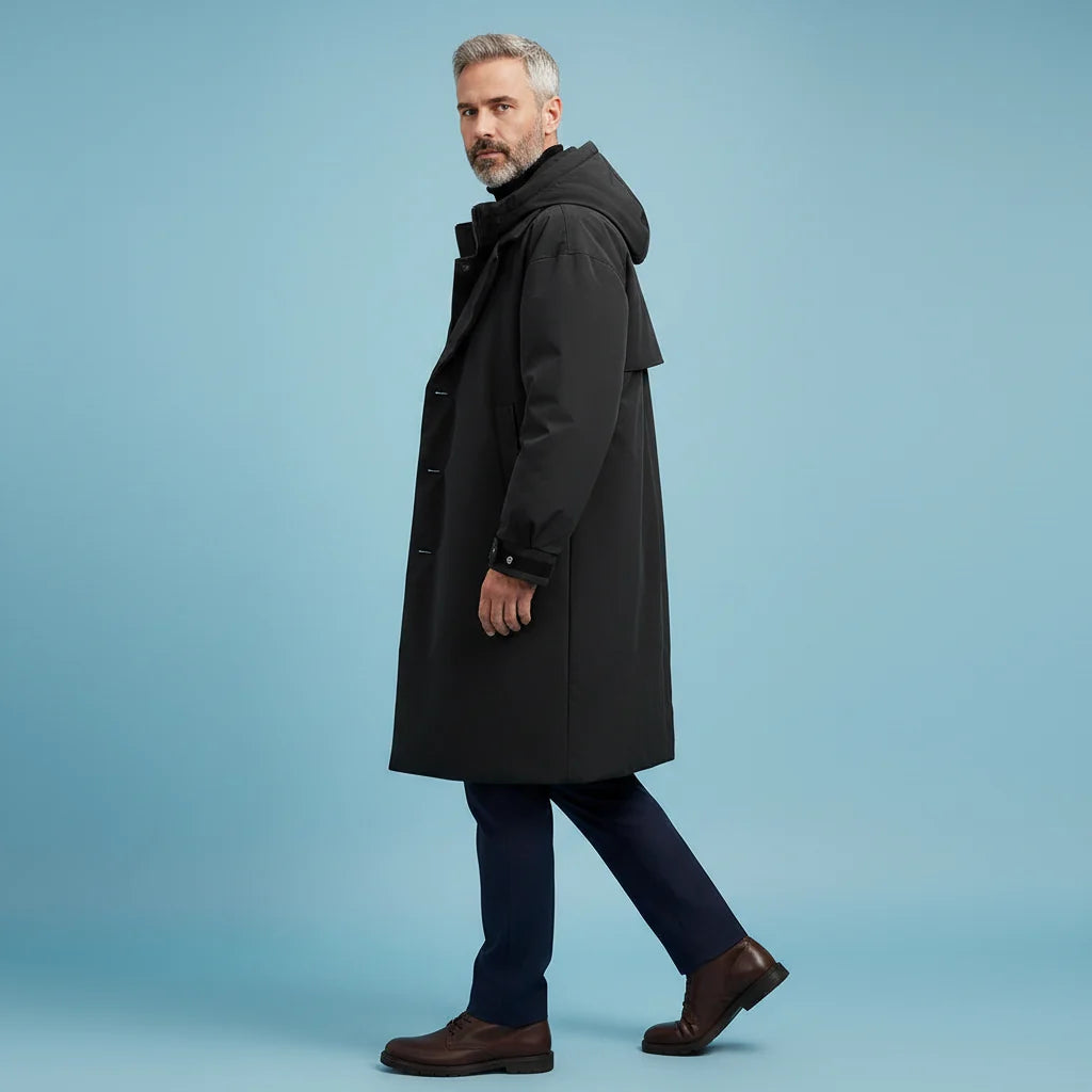 Trench Coat Waterproof Hooded Longline Coverage