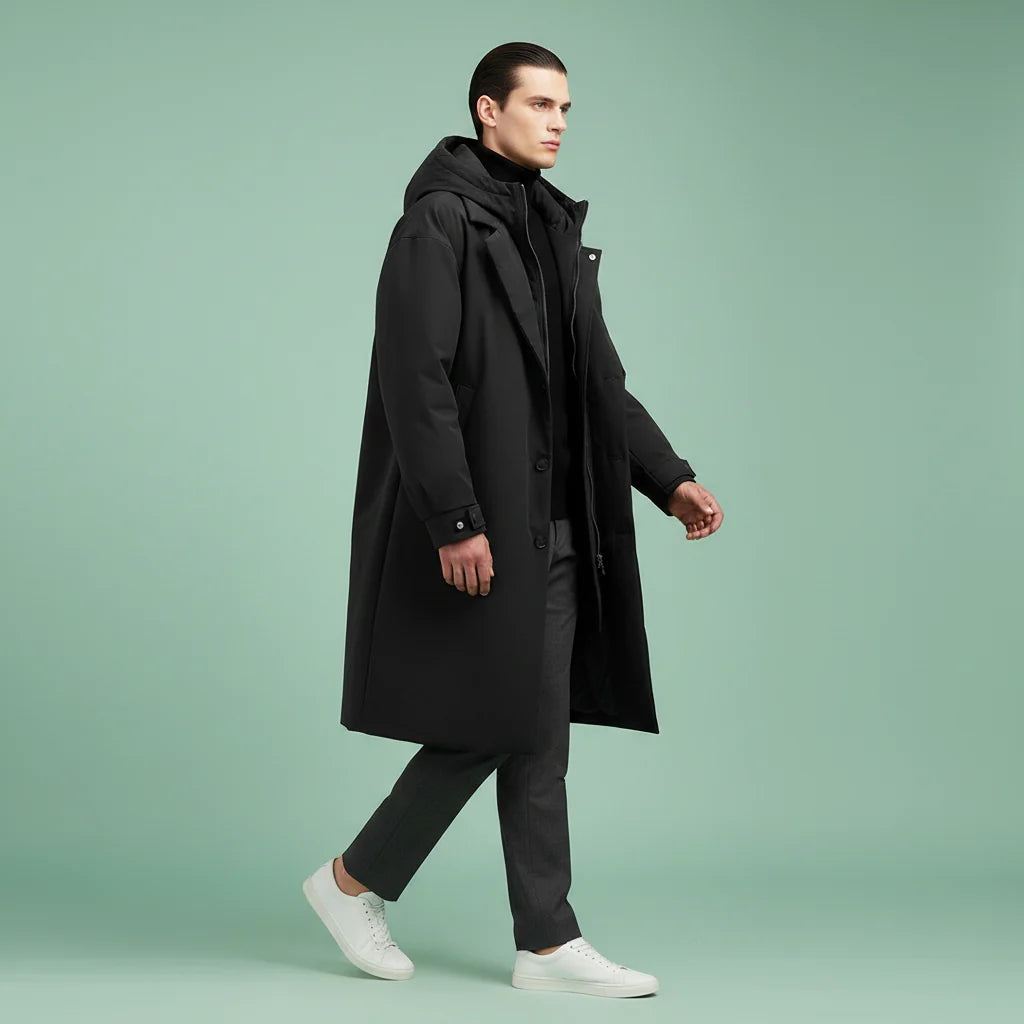 Trench Coat Waterproof Hooded Longline Coverage