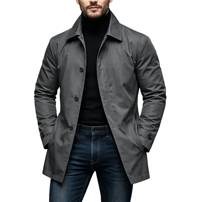 Trench Coat Waterproof Wrinkle-Resistant Mid-Length Fit
