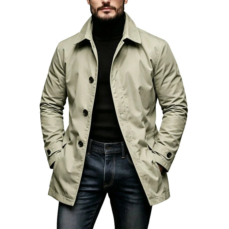 Trench Coat Waterproof Wrinkle-Resistant Mid-Length Fit