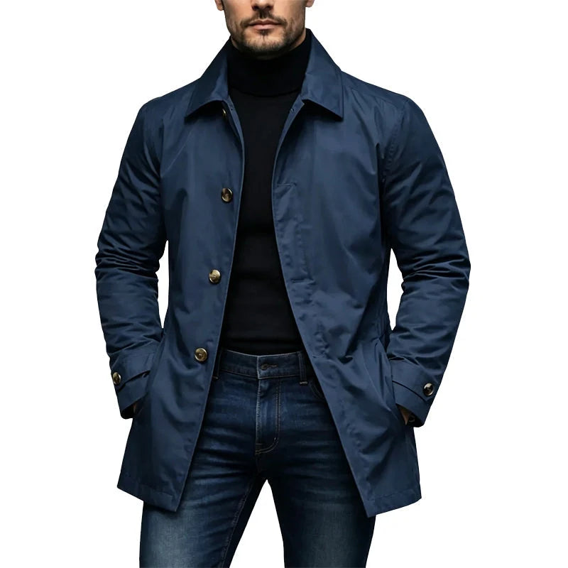 Trench Coat Waterproof Wrinkle-Resistant Mid-Length Fit