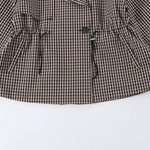 Trench Jacket Cropped Plaid Adjustable Drawstring Waist