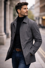 Trench Jacket Lightweight Button-Front Mid-Thigh Length