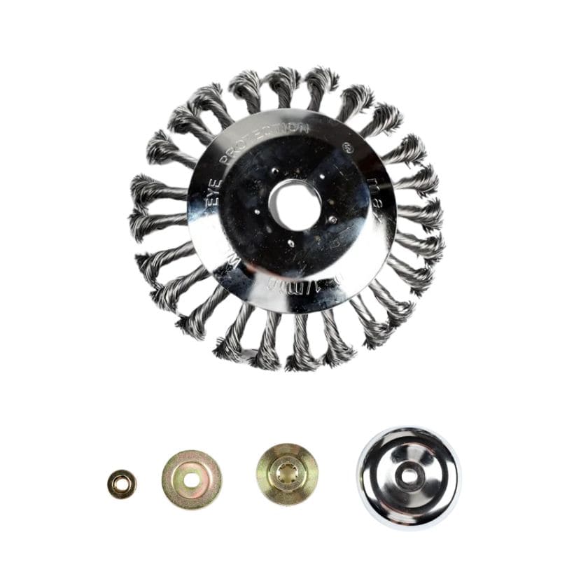 Trimmer Head Heavy-Duty Carbon Steel Bristles Universal Adapter Kit