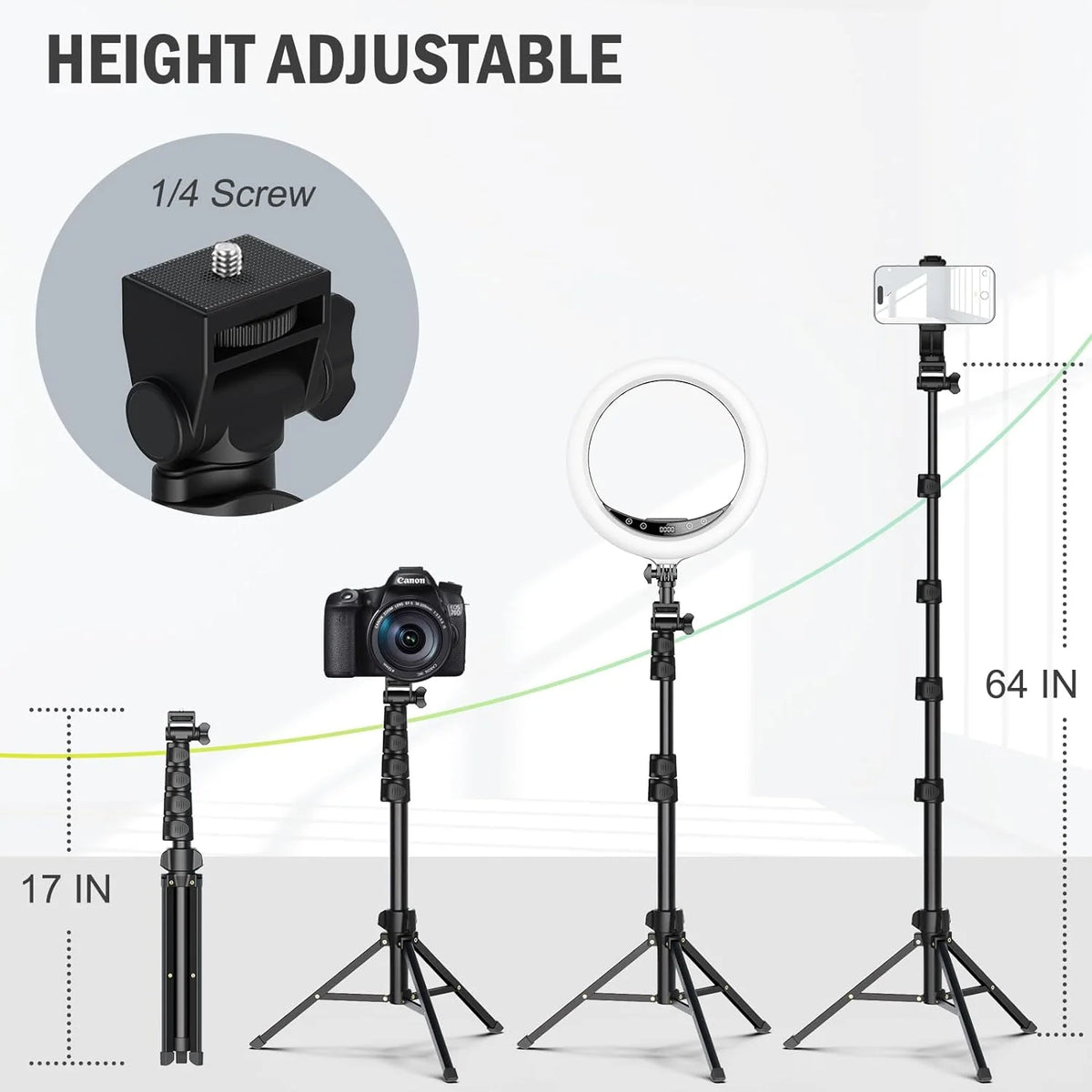 Tripod Extendable to 64 Inches Bluetooth Remote