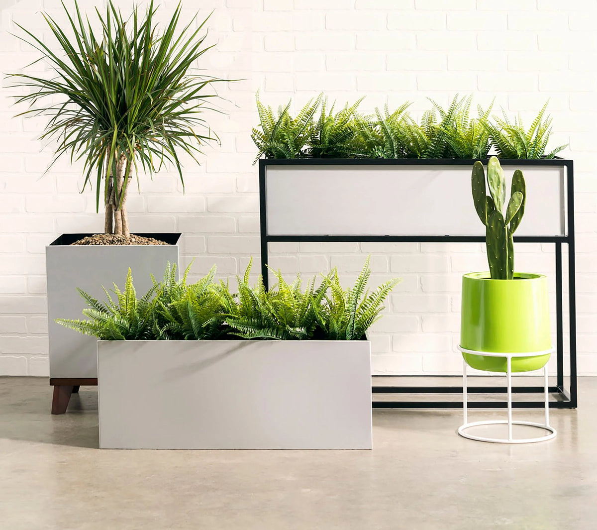 Trough Planter Brushed Aluminum 36 Inch Indoor Outdoor Drainage Holes