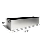 Trough Planter Brushed Aluminum 36 Inch Indoor Outdoor Drainage Holes