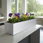 Trough Planter Brushed Aluminum 36 Inch Indoor Outdoor Drainage Holes