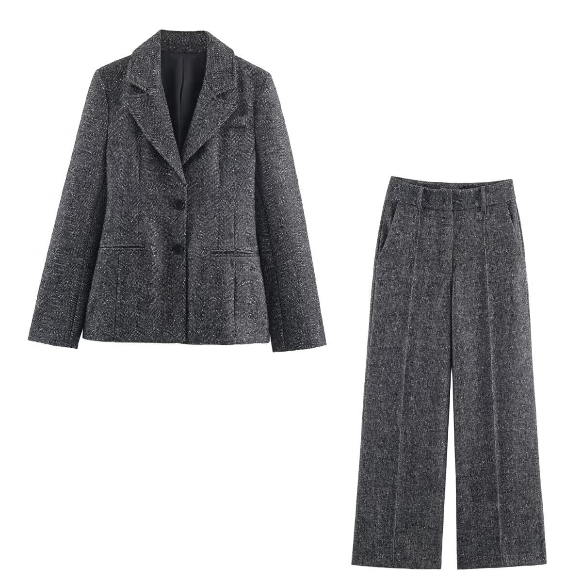 Trousers High-Waisted Wide-Leg Pleated With Side Pockets