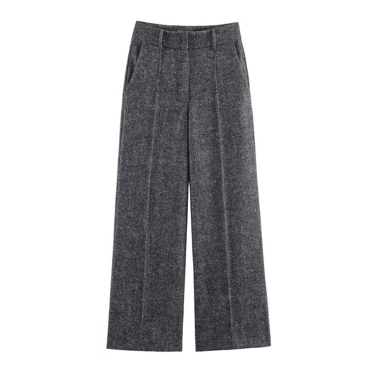 Trousers High-Waisted Wide-Leg Pleated With Side Pockets