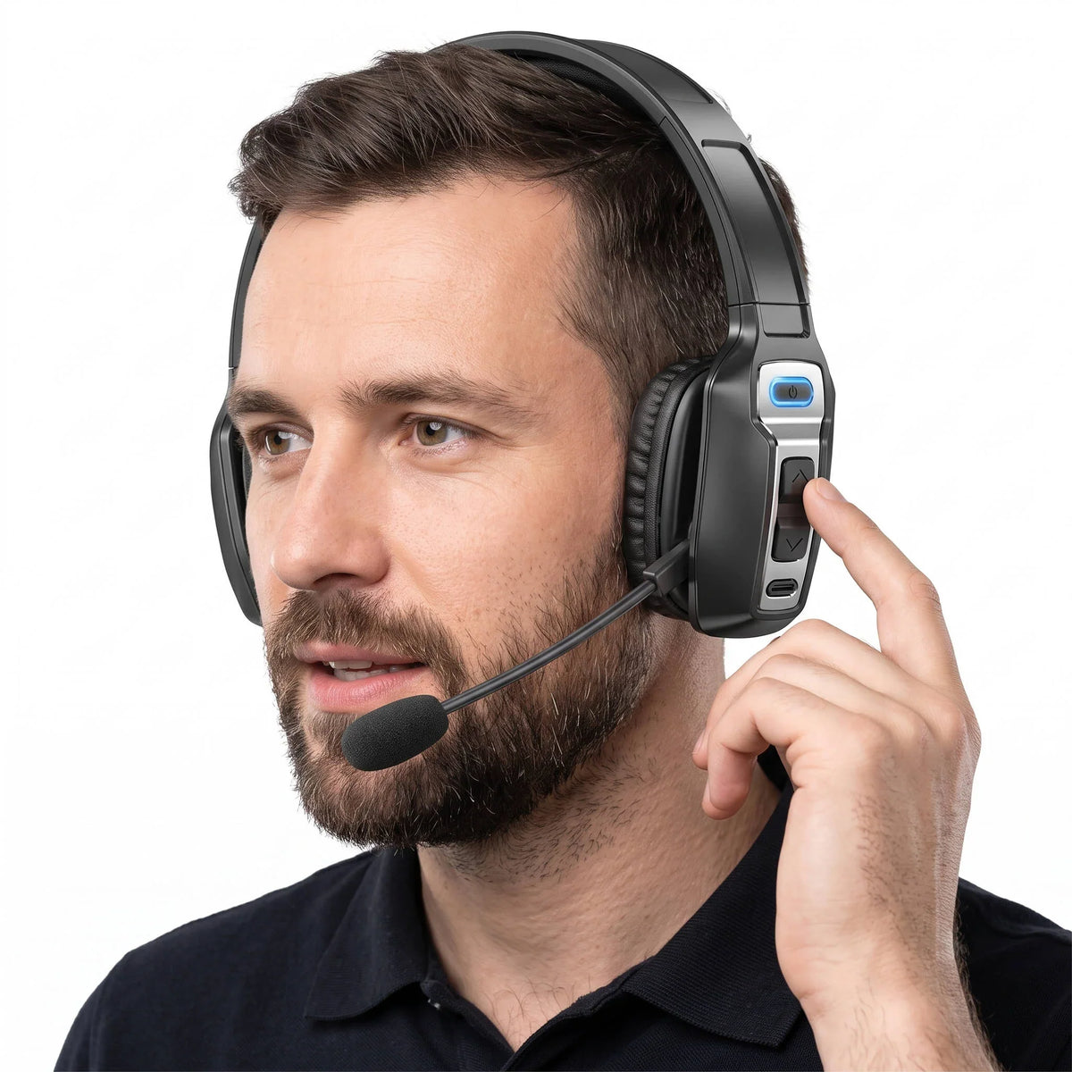 Trucker Headset Noise-Cancelling Boom Mic 35-Hour Talk Time