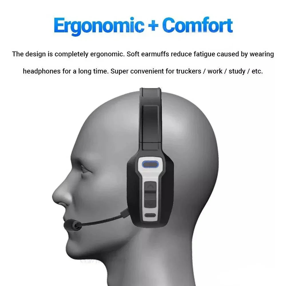 Trucker Headset Noise-Cancelling Boom Mic 35-Hour Talk Time