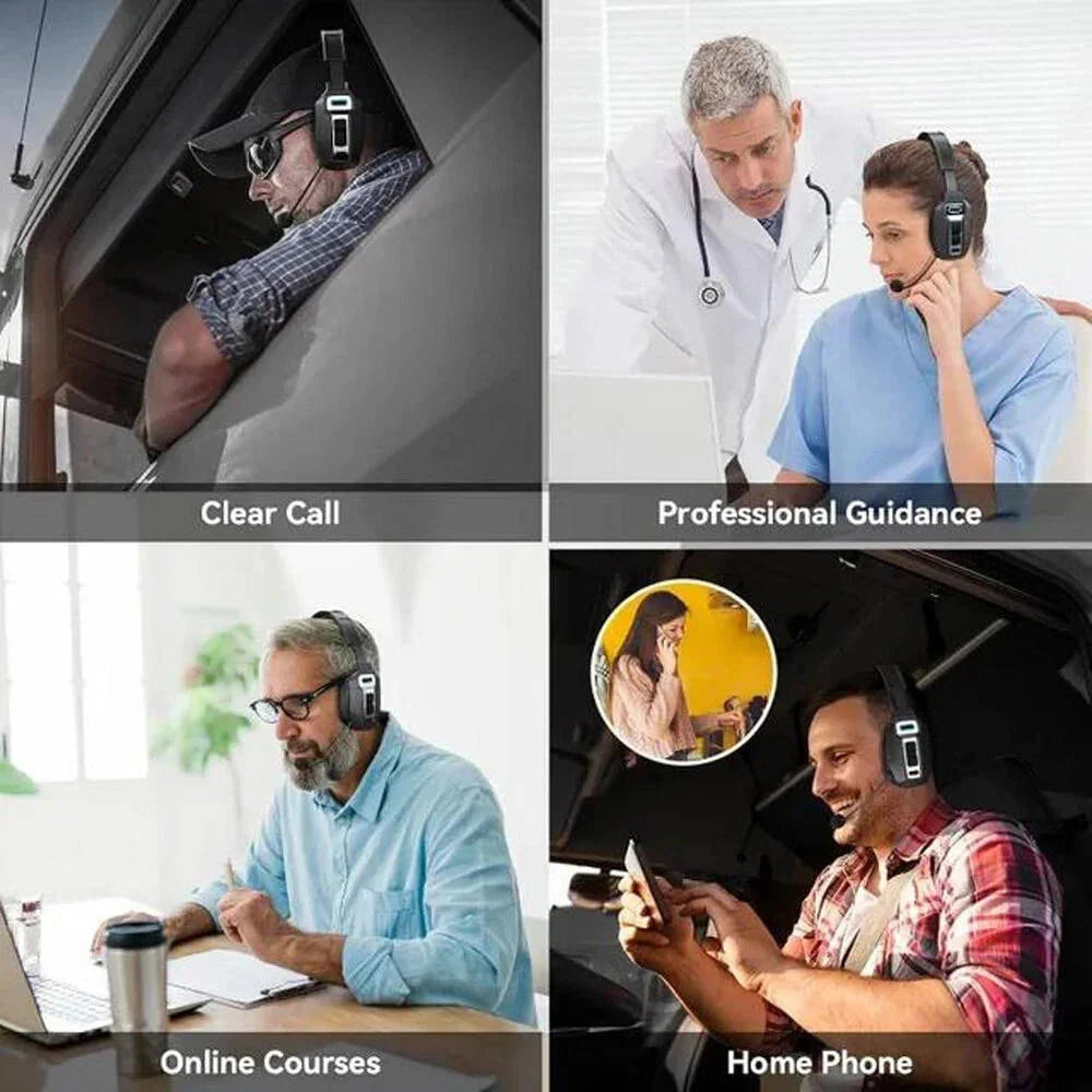 Trucker Headset Noise-Cancelling Boom Mic 35-Hour Talk Time