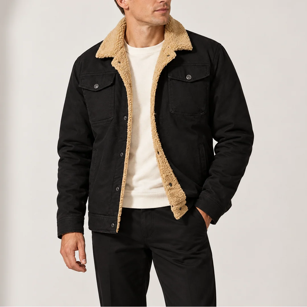 Trucker Jacket Sherpa Lined Fleece Collar Chest Pockets