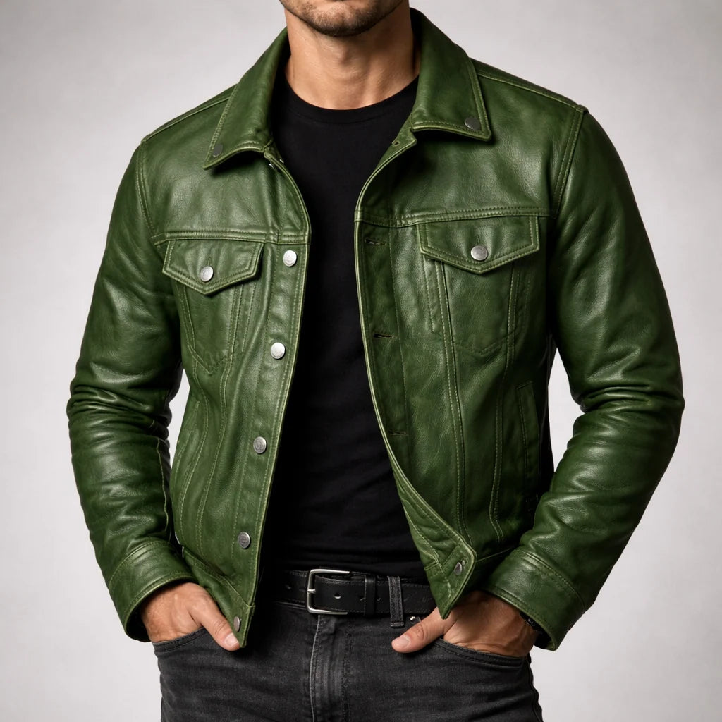 Trucker Jacket Vintage-Inspired Snap-Button Four-Pocket Design