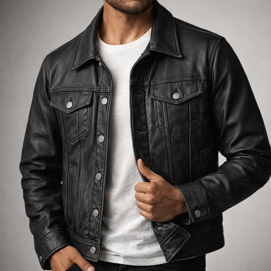 Trucker Jacket Vintage-Inspired Snap-Button Four-Pocket Design