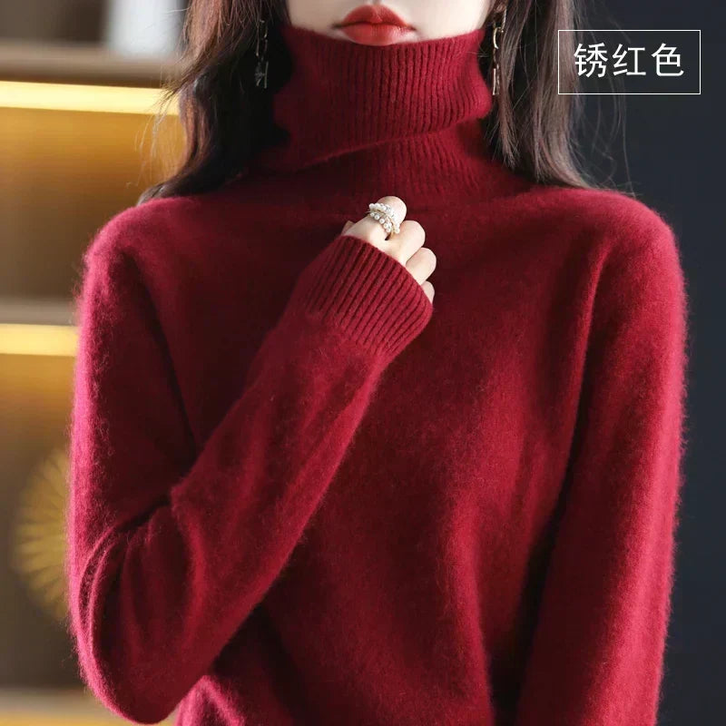 Turtleneck Sweater 100% Cashmere Lightweight Fitted Silhouette