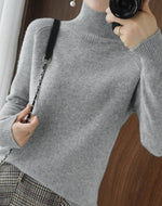 Turtleneck Sweater Cashmere Relaxed Cropped Fit Long Sleeve
