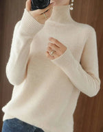 Turtleneck Sweater Cashmere Relaxed Cropped Fit Long Sleeve