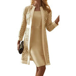 Two-Piece Dress Set Floral Lace Jacket Knee-Length Sheath