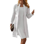 Two-Piece Dress Set Floral Lace Jacket Knee-Length Sheath