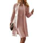 Two-Piece Dress Set Floral Lace Jacket Knee-Length Sheath