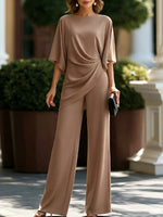 Two-Piece Set Cape Sleeve Blouse Wide-Leg Pants